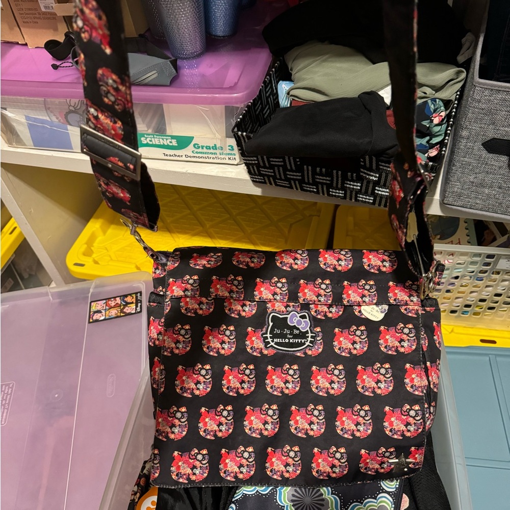 Hello Kitty Black and Pink Floral Shoulder Bag